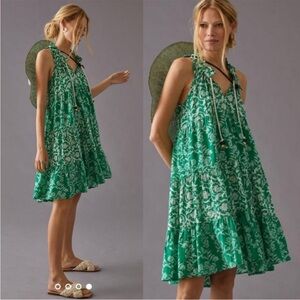 Ro's Garden Sofia Mini Dress cottage Cotton Kelly Green M cotton pool tuckernuck